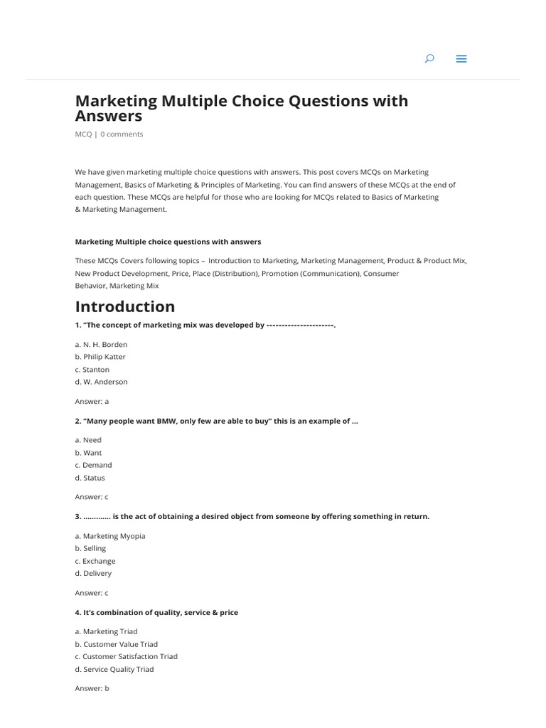 Marketing Mcqs Pdf New Product Development Sales