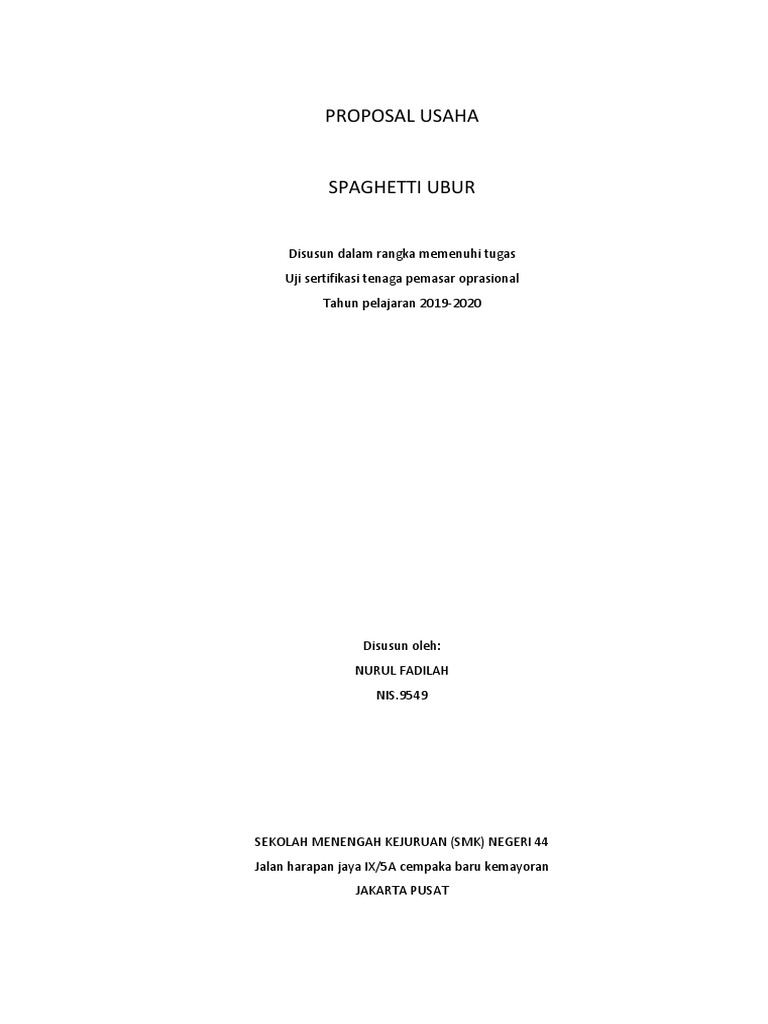 Proposal Usaha Spaghetti Ubur