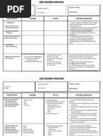 Job Activity Hazard Effect Control Measures: Project in Charge