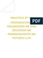 Preparación y valoración de una solución de permanganato de potasio 0.1N