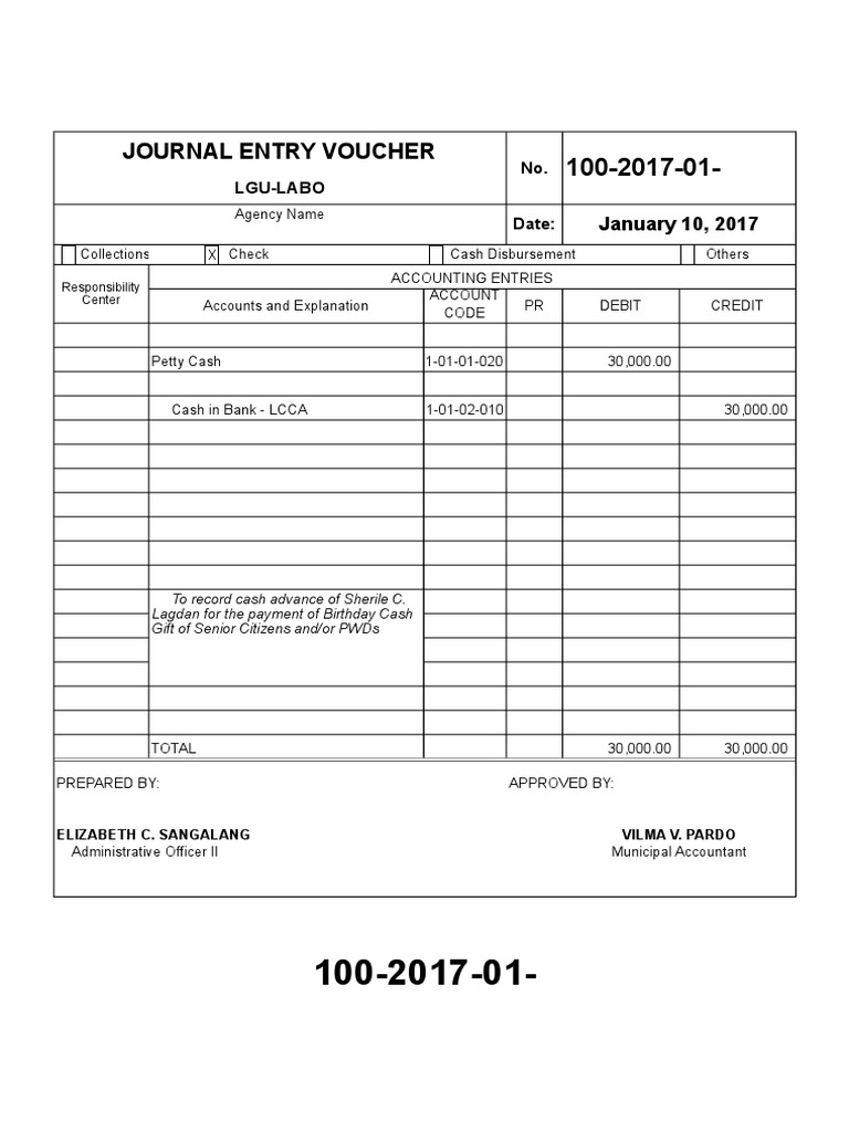 Journal Entry Vouchers for LGU-Labo | PDF | Debits And Credits | Payments