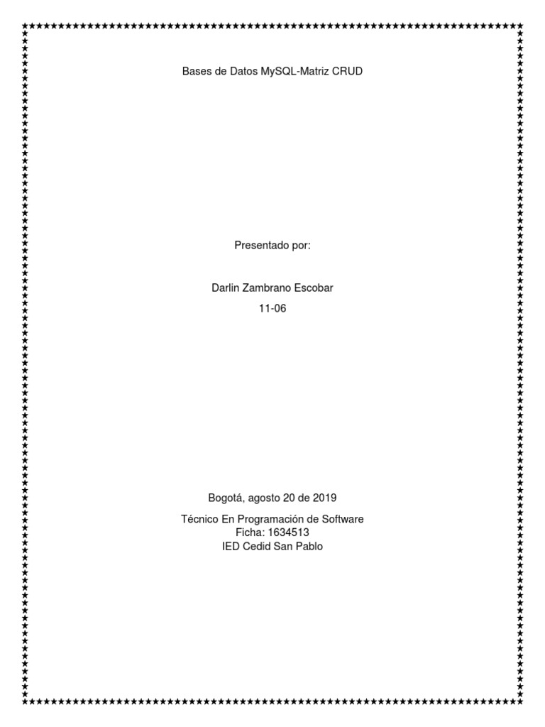 MySQL: Matriz CRUD y Conceptos Clave | PDF | Mi sql | Bases de datos