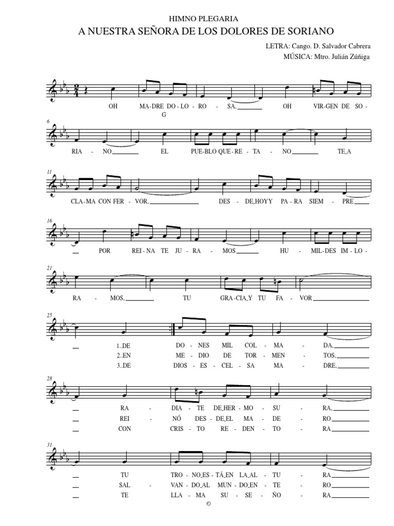 Himno A La Virgen de Soriano - Mus | PDF