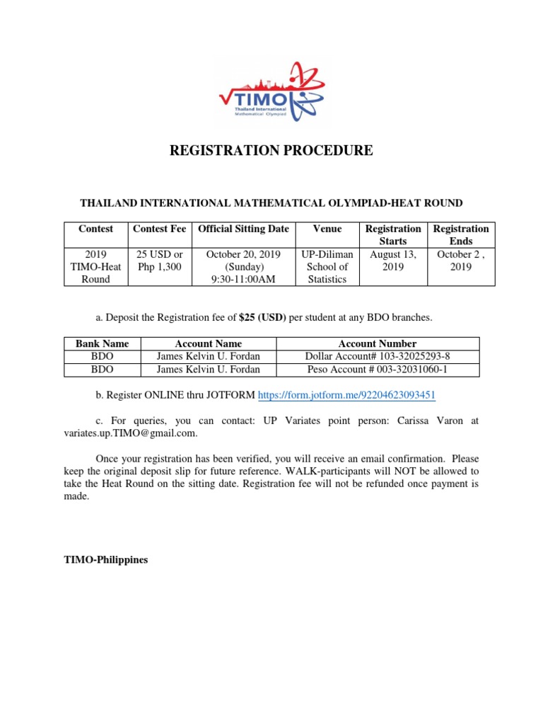 TIMO 2019 Registration Guide | PDF | Banking | Business