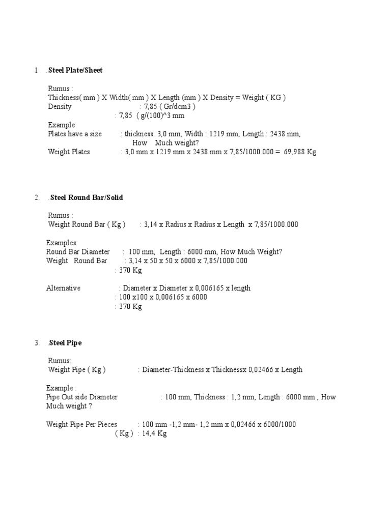 rumus berat material