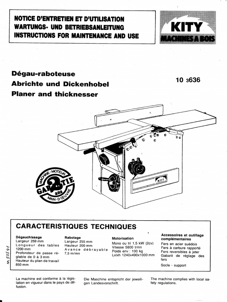 Manual For Kity 636 Planer/thicknesser PDF