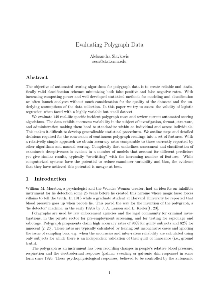 Validating Polygraph Data Analysis Techniques | PDF | Polygraph ...