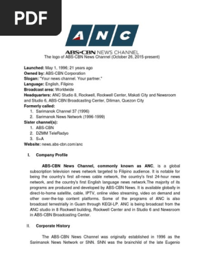 Anc Profile Pdf Television Broadcasting