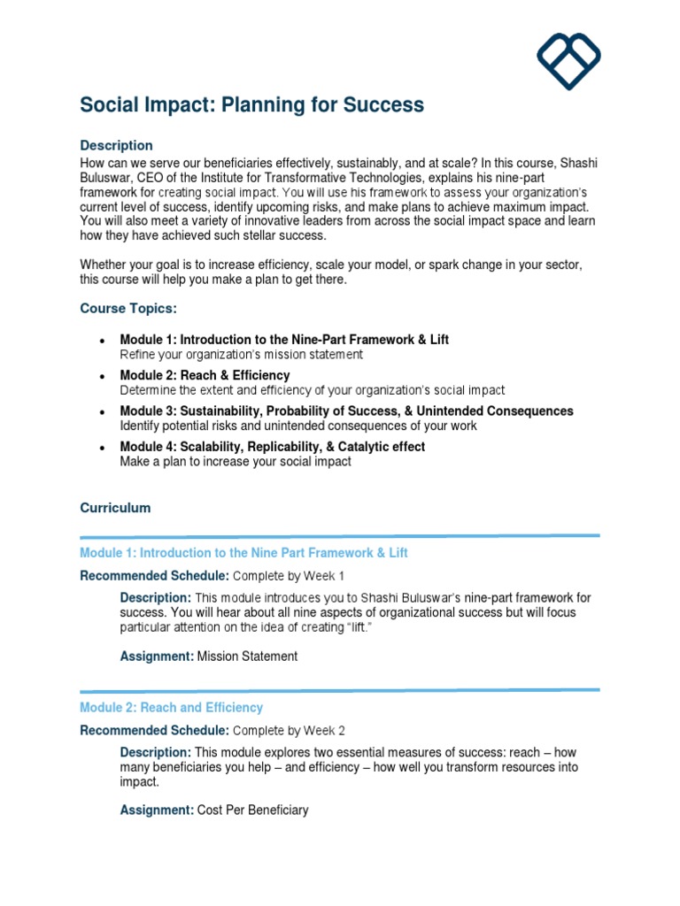 Social Impact Success Framework | PDF | Scalability | Sustainability