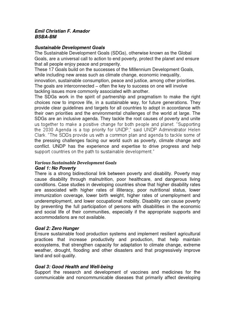 Overview of Sustainable Development Goals | PDF | Developing Country ...