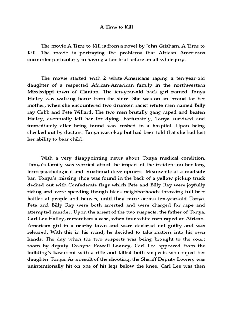 A Time To Kill | PDF | Crime & Violence | Crime Thriller