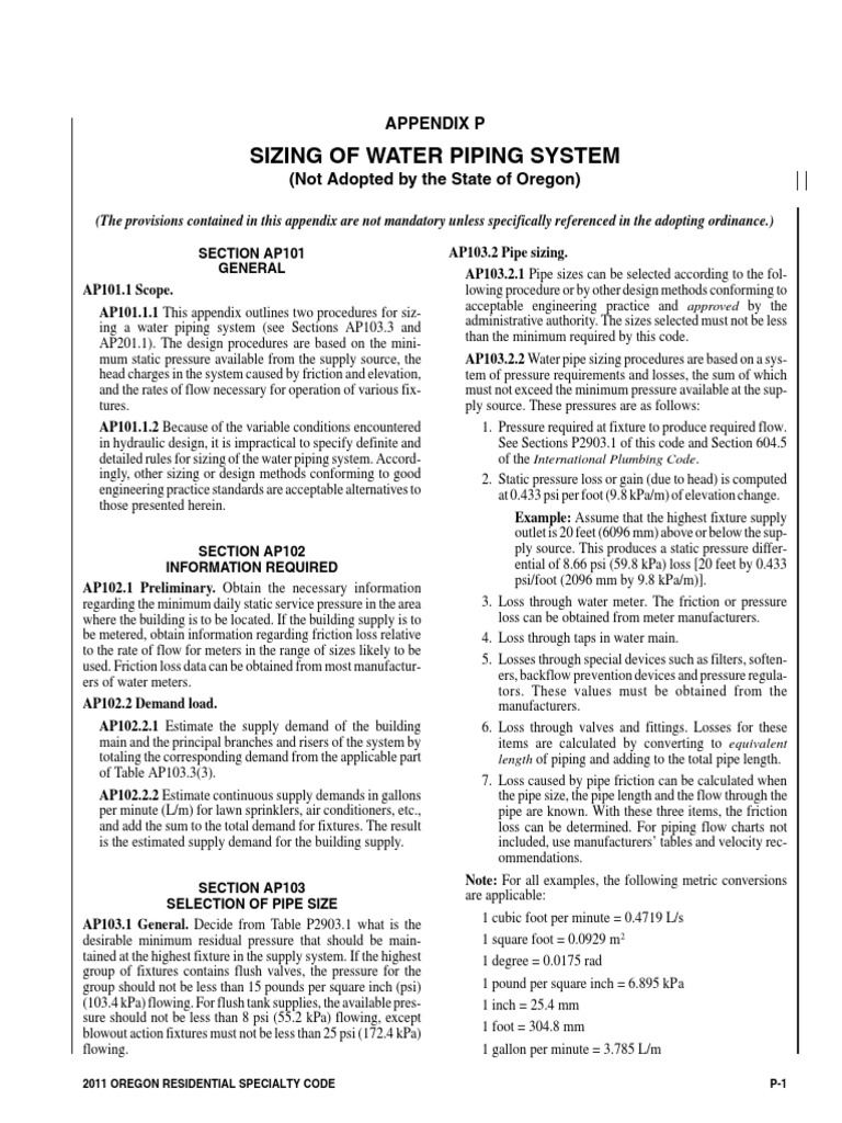 Appendix P - Sizing of Water Piping System | Download Free PDF ...