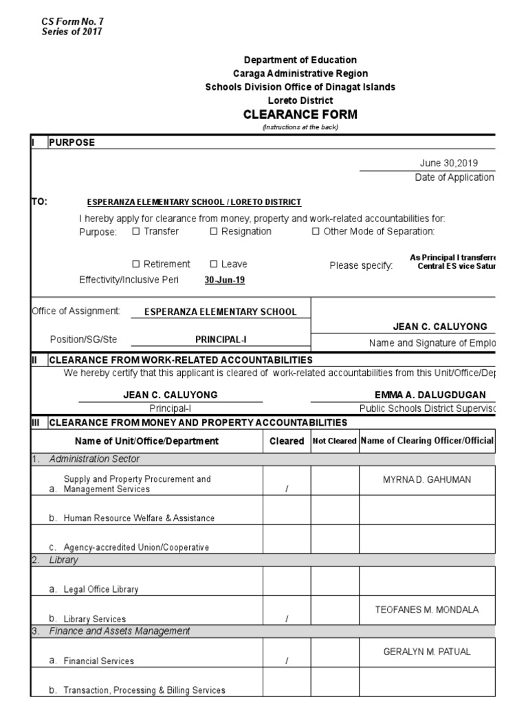 CS Form No. 7 Clearance Form | PDF | Government | Social Institutions
