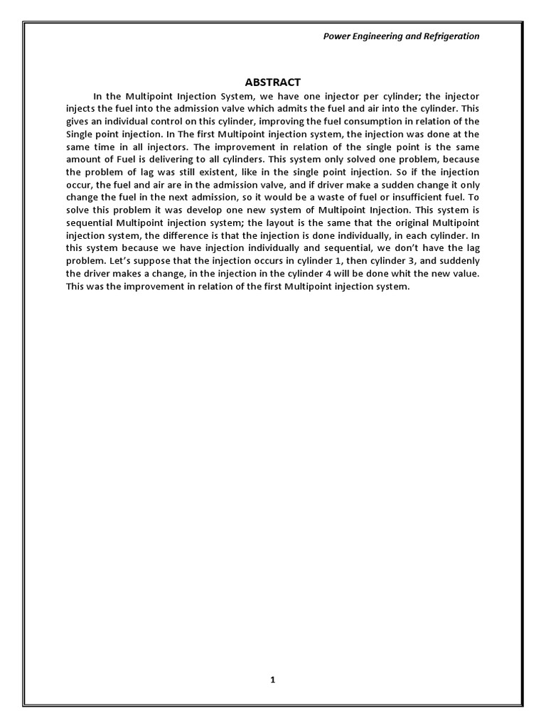 Multi Point Fuel Injection System PDF Fuel Injection Throttle