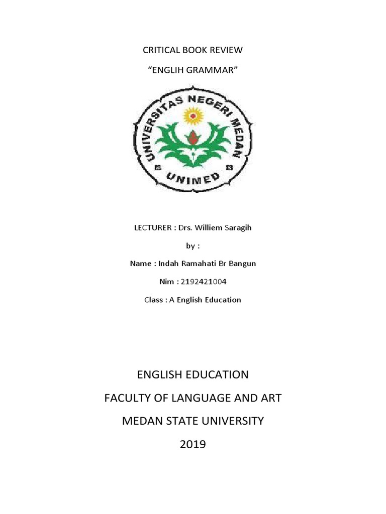 Critical Book Review Iinnnnn English Grammar Subject Grammar