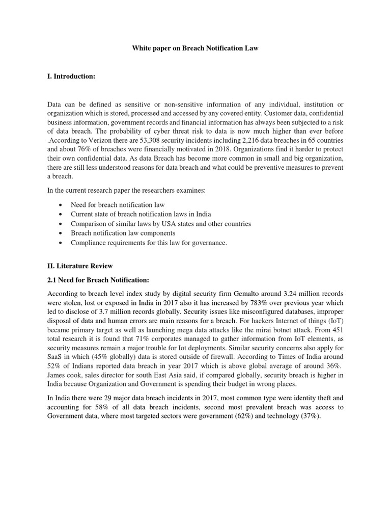 Breach Notification Law Overview in India | PDF | Computer Security ...