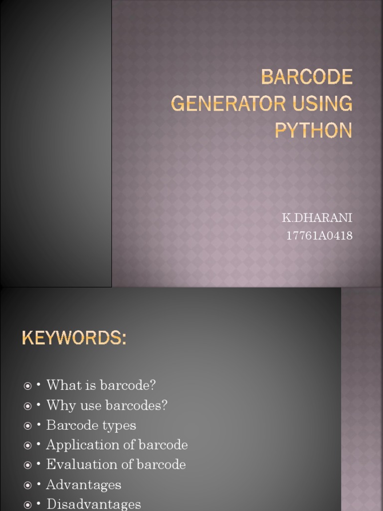 PPT2 BARCODE Generator Python | PDF | Barcode | Computing