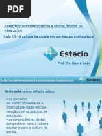 Estácio UNESA Cel0466 Aspectos Antropológicos e Sociológicos Da Educação  Aula_10(1)