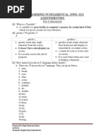 Programming Fundamental (Swe-102) Assignment#01: Dated:28-01-2018