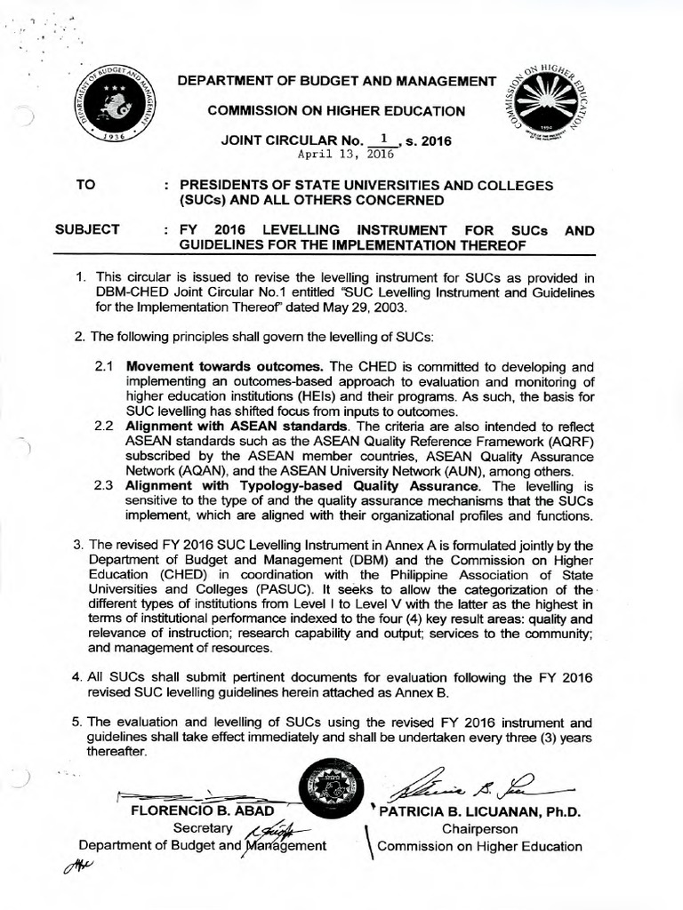 Joint Circular On Suc Levelling 2016 PDF | PDF
