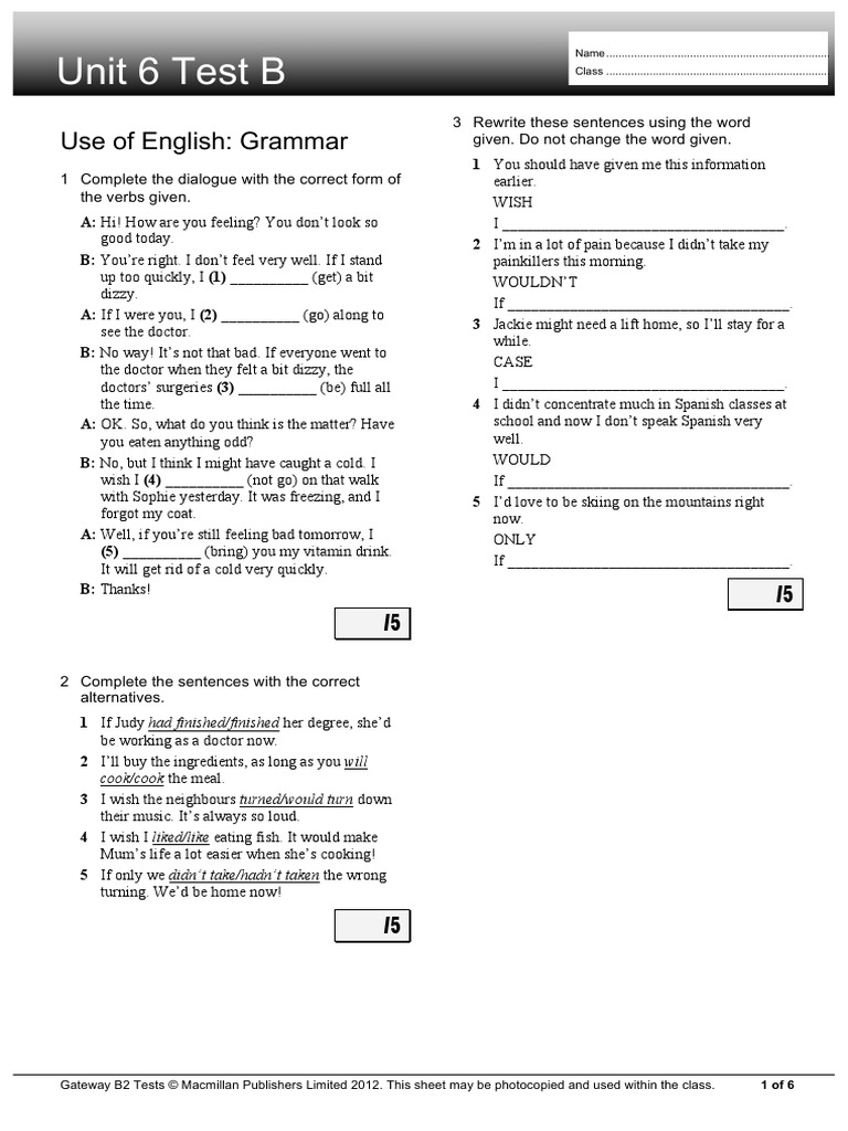 Gateway B2 Test 6B 1-3 PDF | PDF | Acupuncture | Clinical Medicine