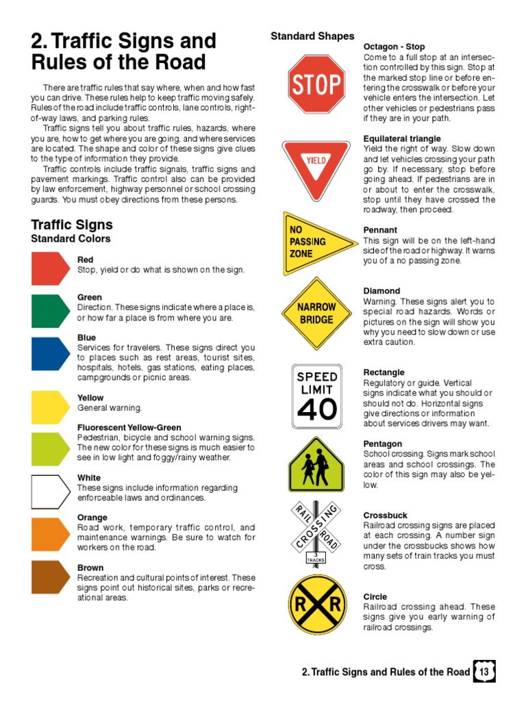 Traffic signs and rule of the road pdf traffic intersection road 