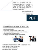 Key Activites Every Sales Representative Must Excute To Create A Wining Sales Environment