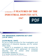 Salient Features of The Industrial Disputes Act, 1947: Y Bhatt