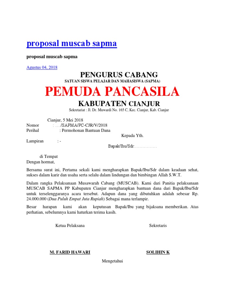 Proposal Bantuan Dana Pemuda Pancasila  Easy Study