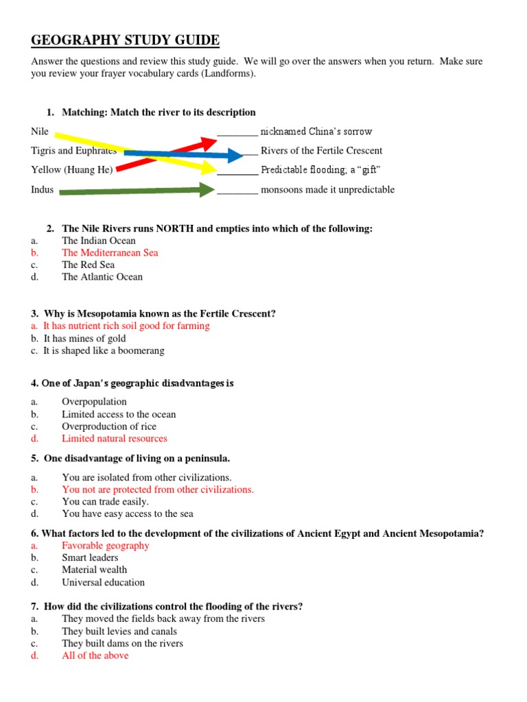 Geography Study Guide for Civilizations | PDF | Rainforest | Plateau