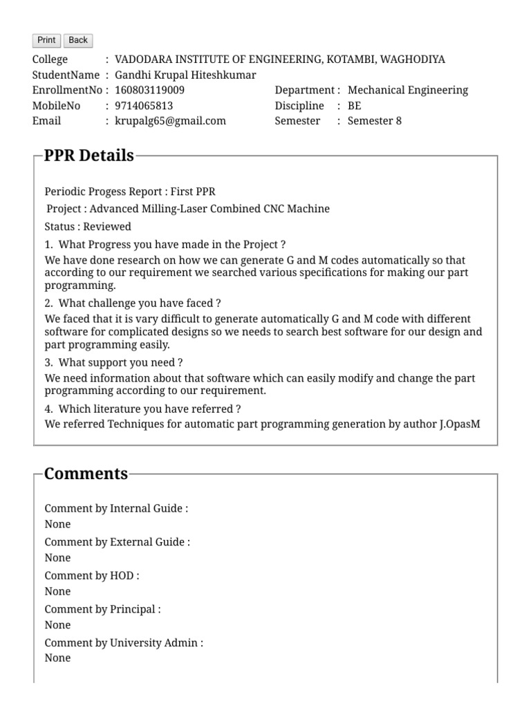 PPR Details: Print Back | PDF | Computers