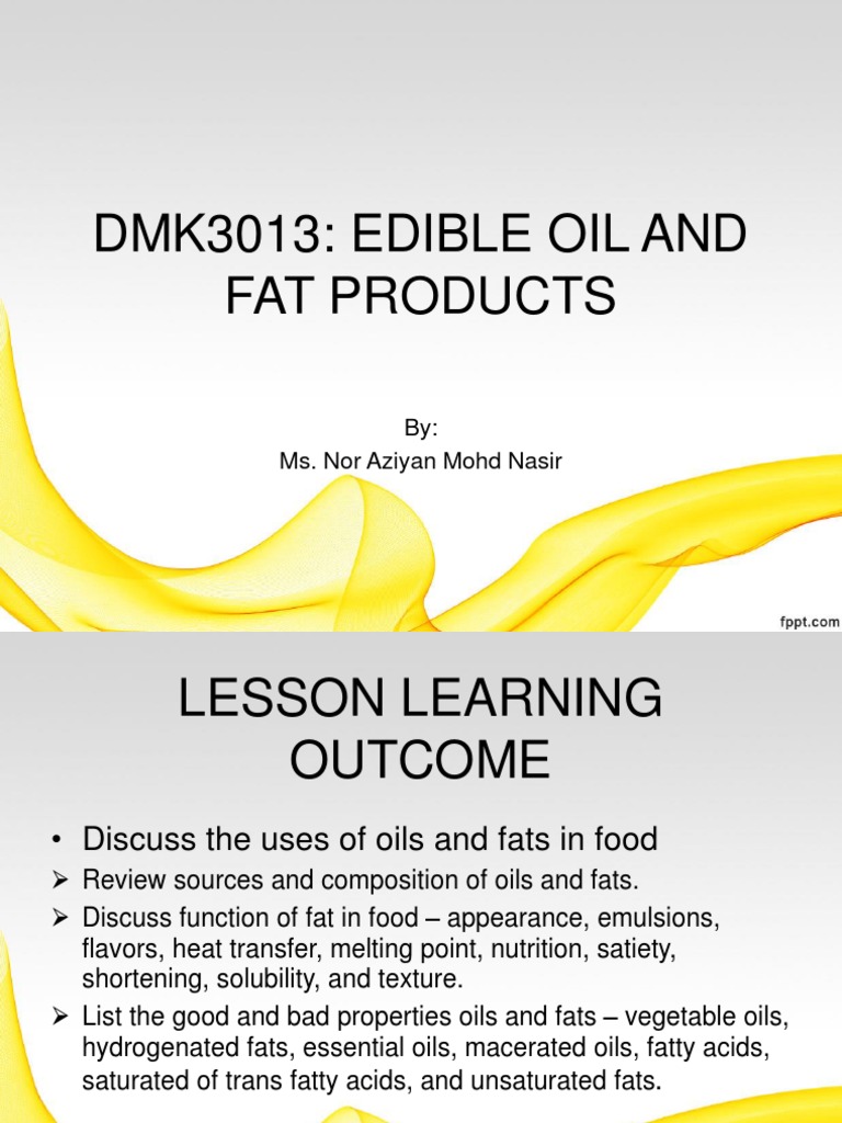 DMK3013 Unit 1 Part 1 (Intro) PDF Vegetable Oil Trans Fat