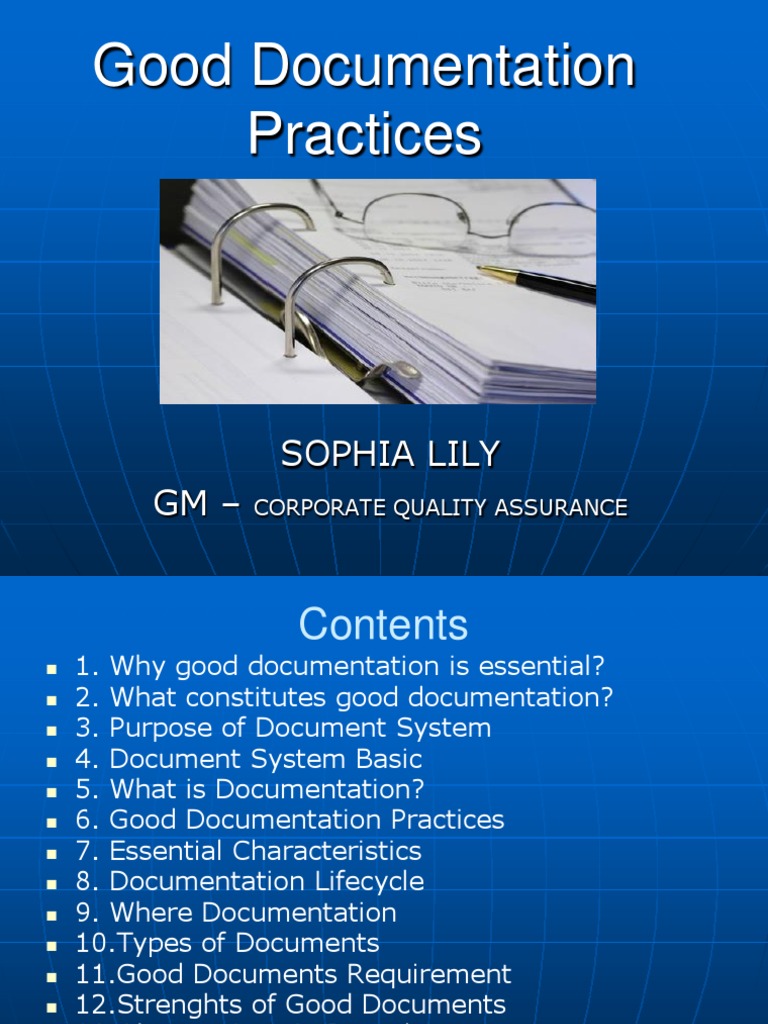 good documentation practice presentation