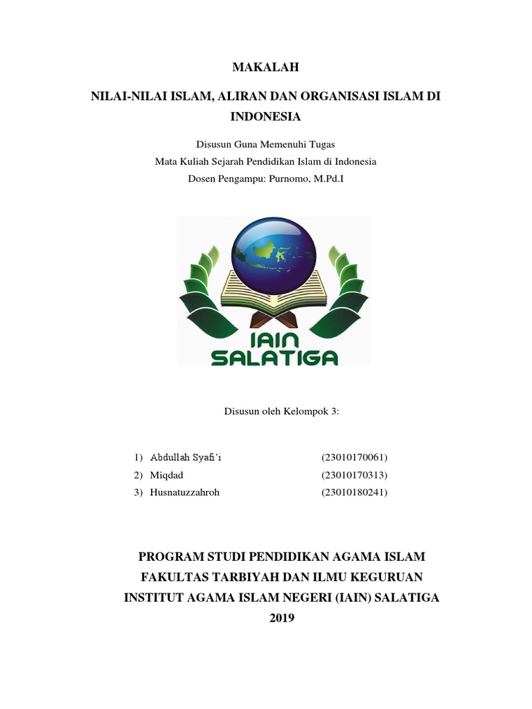 Makalah Nilai Nilai Islam Aliran Dan Organisasi Islam Di Indonesia