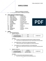 Simple Forms in Simple Present and Simple Past Tenses