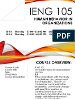 IENG 105: Human Behavior in Organizations