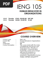 IENG 105: Human Behavior in Organizations