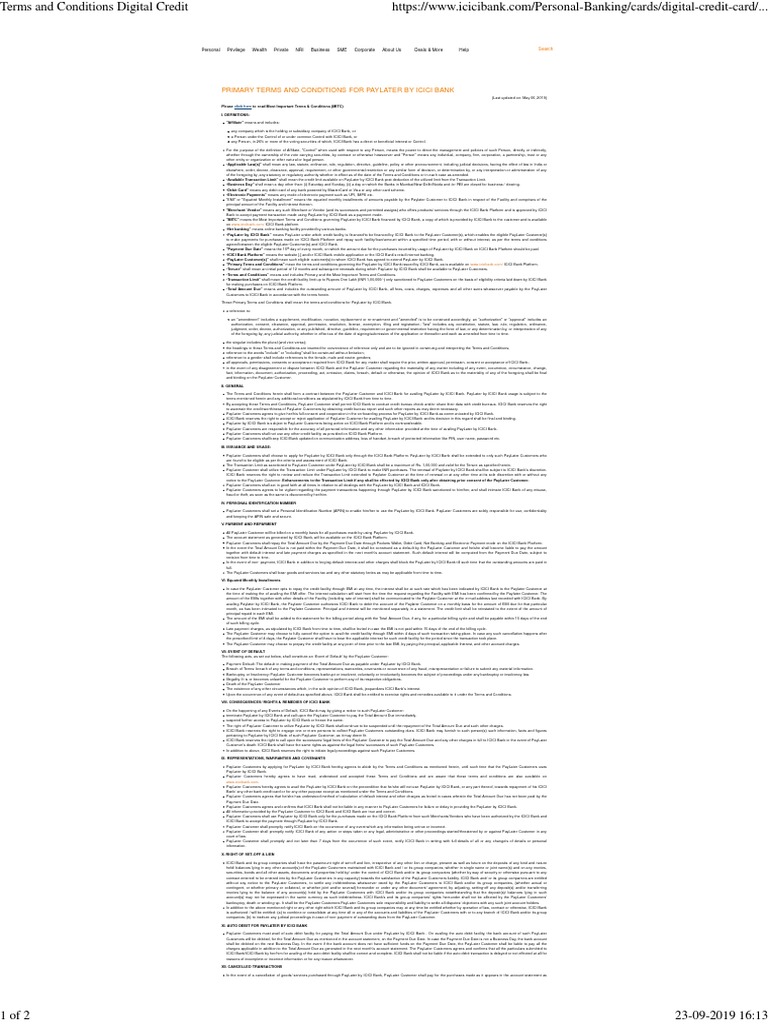Terms and Conditions Digital Credit | PDF | Credit Card | Banks