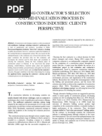 Optimizing Contractor'S Selection and Bid Evaluation Process in Construction Industry: Client'S Perspective