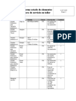 Informe Estado de Elementos en Sector Taller