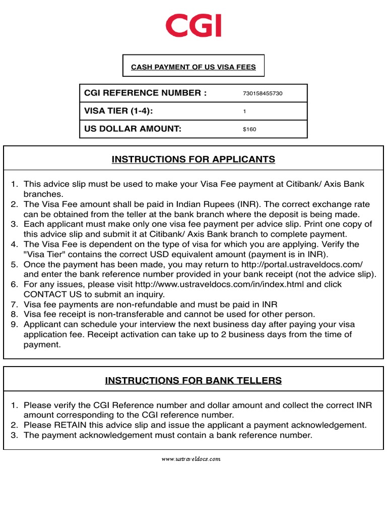 Instructions For Applicants: Cgi Reference Number: VISA TIER (1-4) : Us ...