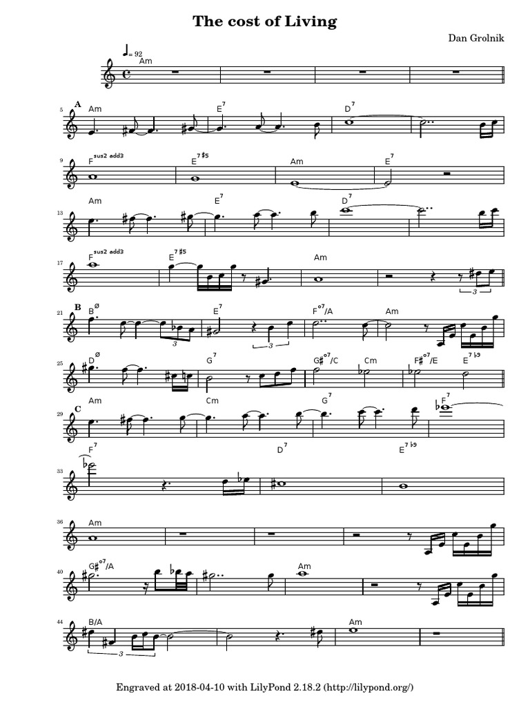 Bari Sax Arrangement From The Cost of Living by Don Grolnick PDF