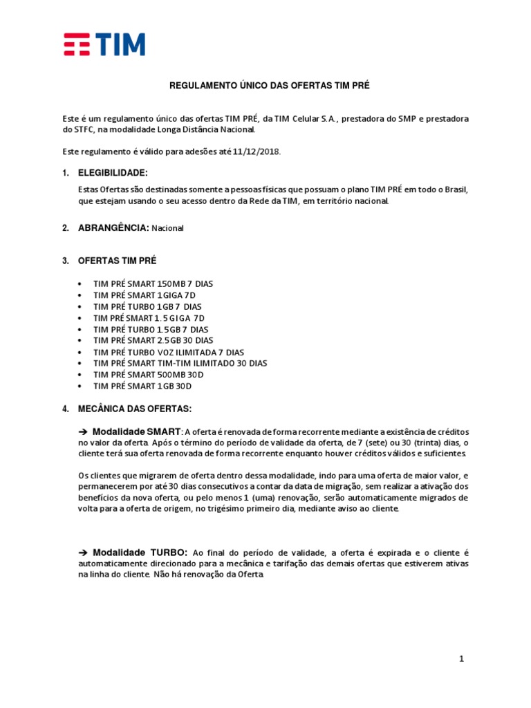 Regulamento TIM Controle B Plus, PDF, Facebook