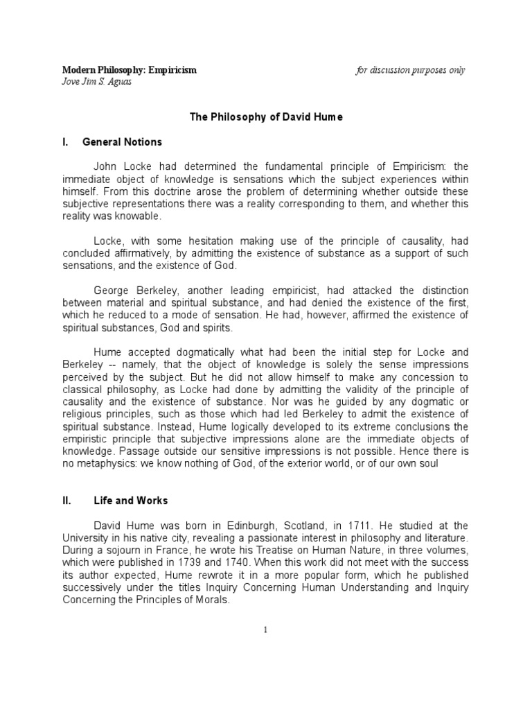 The Philosophy of David Hume - 1 | PDF | David Hume | Idea