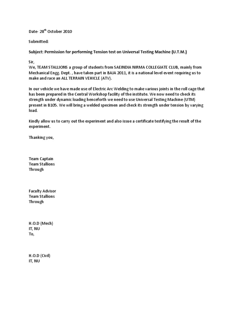 UTM Testing Permission Request for ATV | PDF | Home & Garden ...