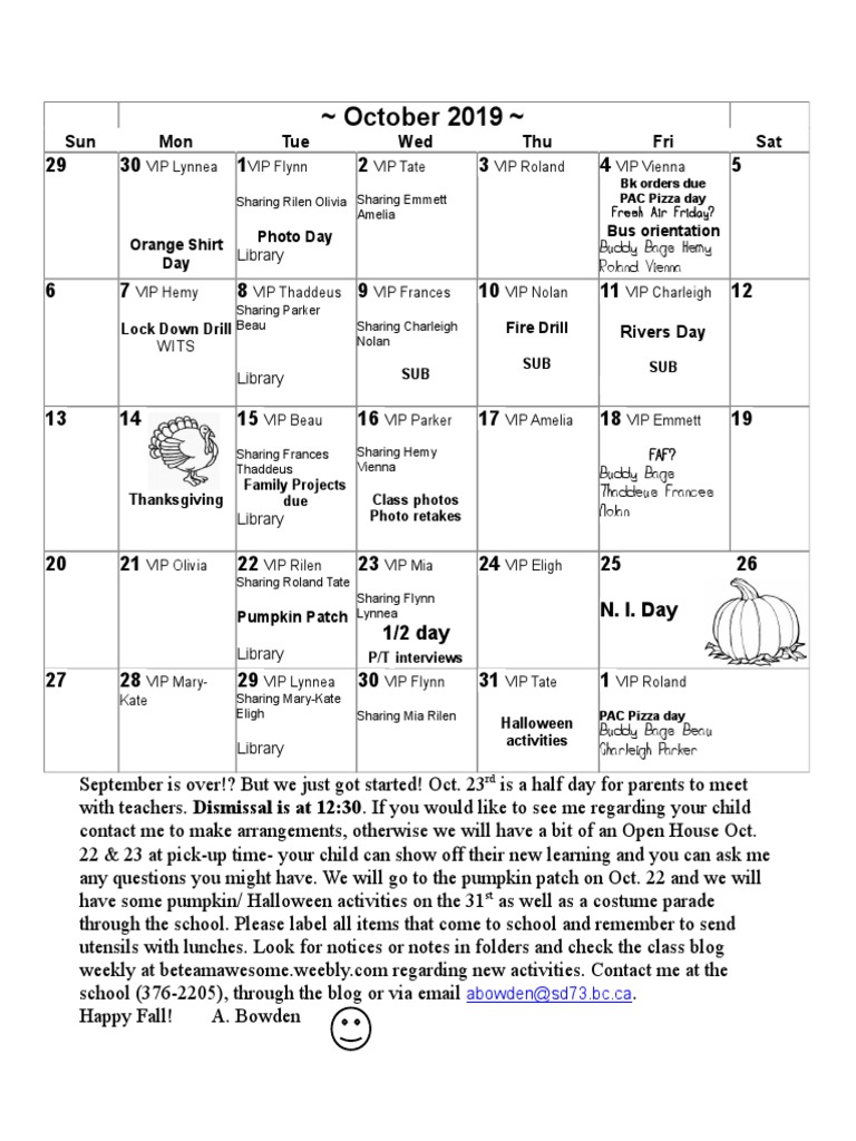 October Calendar | PDF
