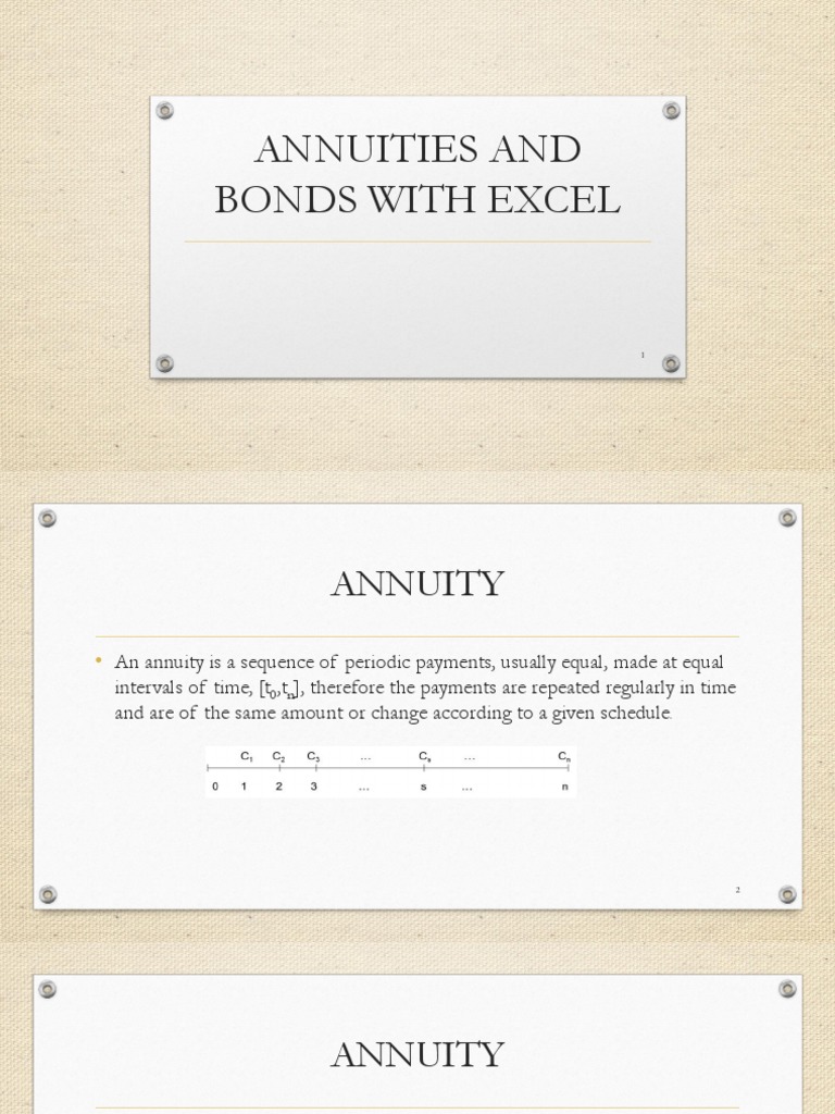 Annuities Bonds With Excel Pdf Bonds Finance Present Value