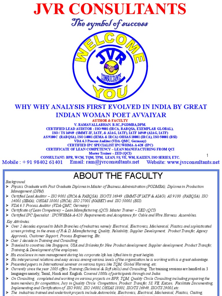 Avvaiyar's Why Why Analysis R1 | PDF | Iso 9000 | Production And ...