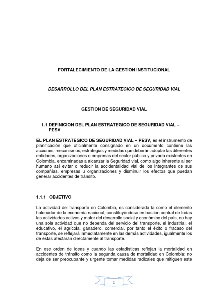 Plan Estrategico de Seguridad Vial Transandino 1 | PDF | Seguridad vial ...