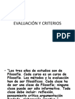 EVALUACIÓN Y CRITERIOS algunos apuntes